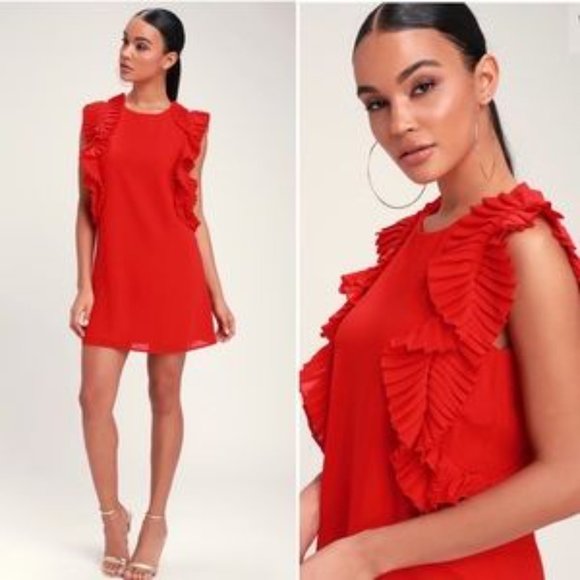 Lulus Dresses & Skirts - NEW Lulu's Red We Got The Pleat Statement Dress L